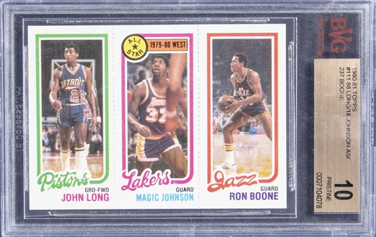 1980-81 Topps Long/Johnson AS/Boone – Magic Johnson Rookie Card – BVG PRISTINE 10